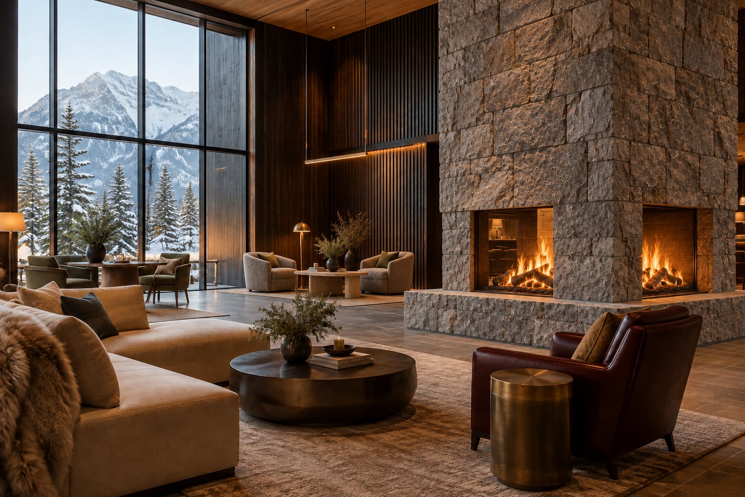 The arrival room, with the fire before the desk