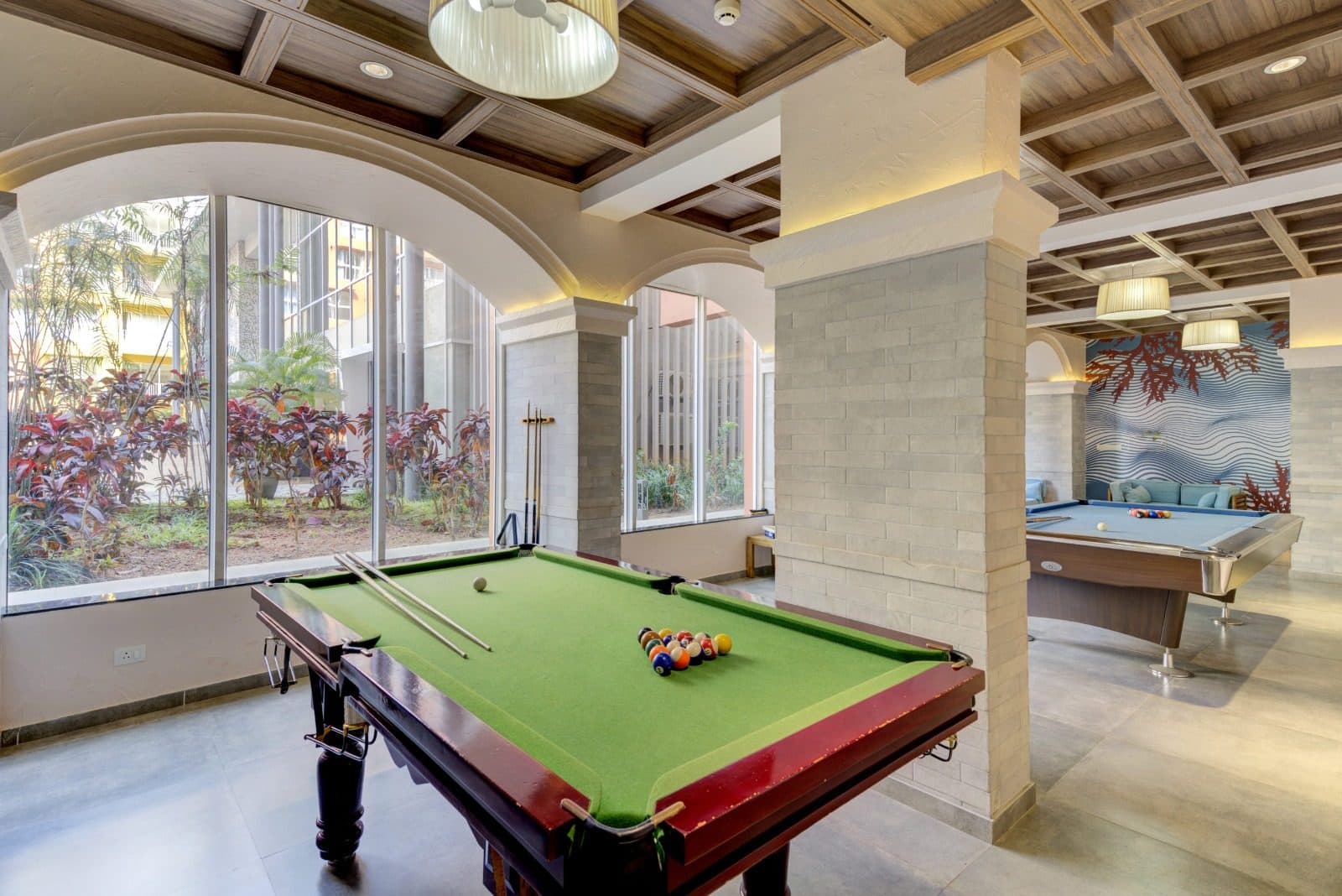 The billiards room at Rio De Goa, one of the community's shared spaces
