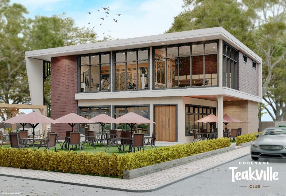 The Teakville Club — the community's clubhouse and terrace